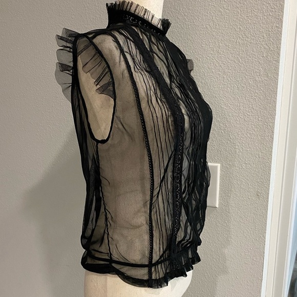 Elegant Black Sheer Striped Women's Top - Picture 8 of 12